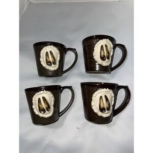 Big Sky Carvers Deer Foot‎ Hoof 3d Print Coffee Mug Set Of 4 Brown Large 4" Tall